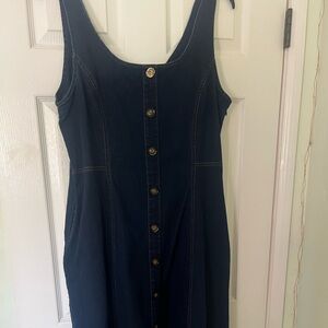 Anne Klein Women’s Jean Dress Size XL Decorative Buttons down Front Midi Length
